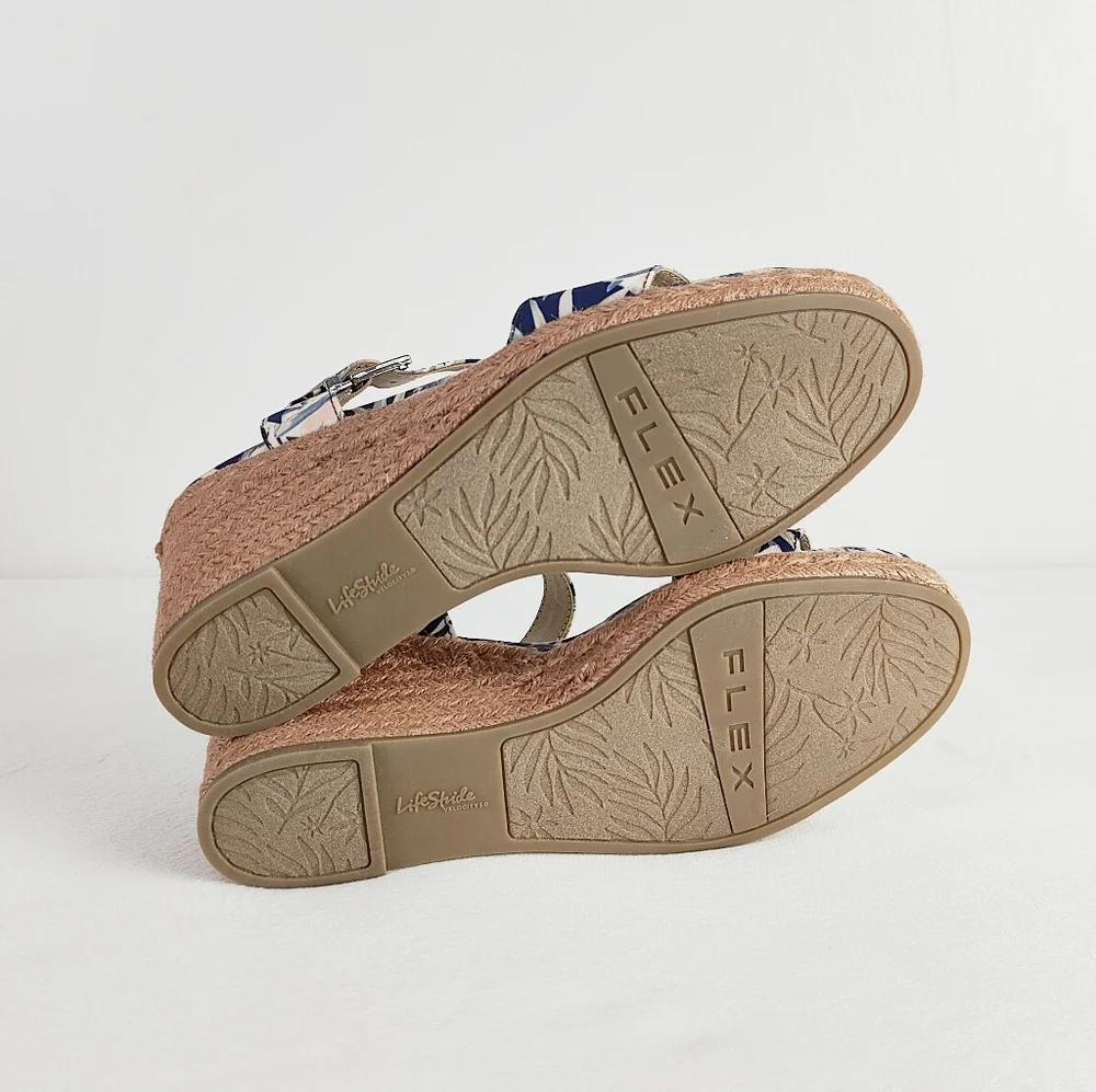NEW! LifeStride Wedge Sandals Tango 2 Espadrilles Size 10 Heels Straw Woven Open
